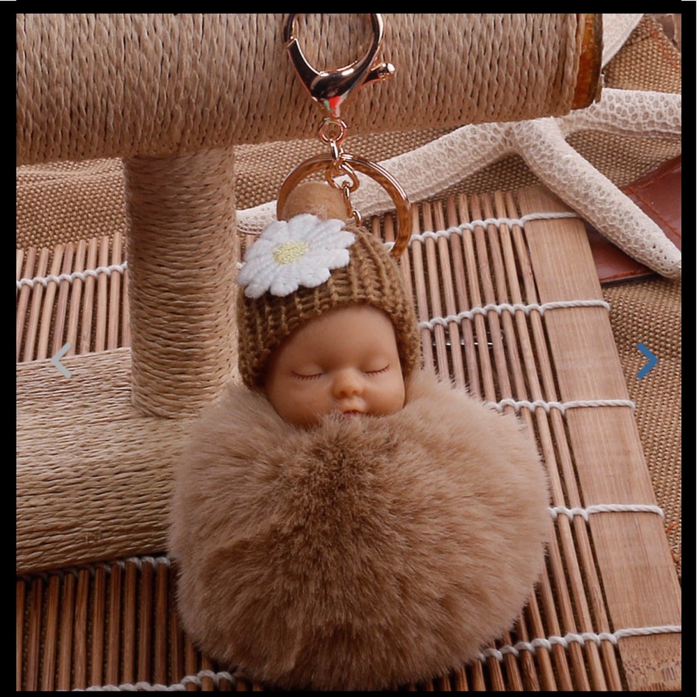 Sleeping Baby Pom Keychain